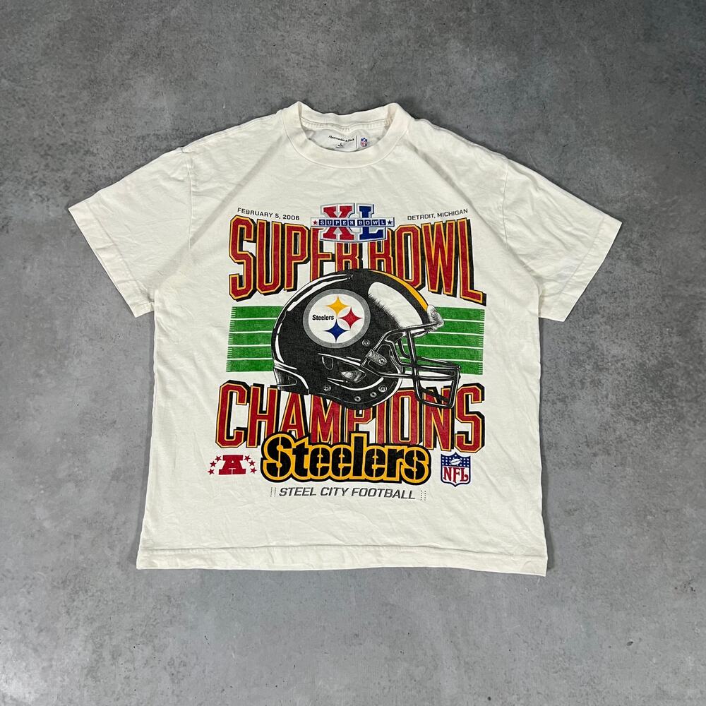 Abercrombie & Fitch Pittsburgh Steelers Mens Size L Super Bowl T-shirt Off-white